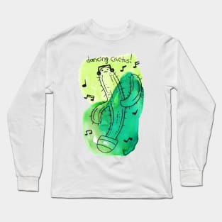 Watercolor Dancing Cactus Long Sleeve T-Shirt